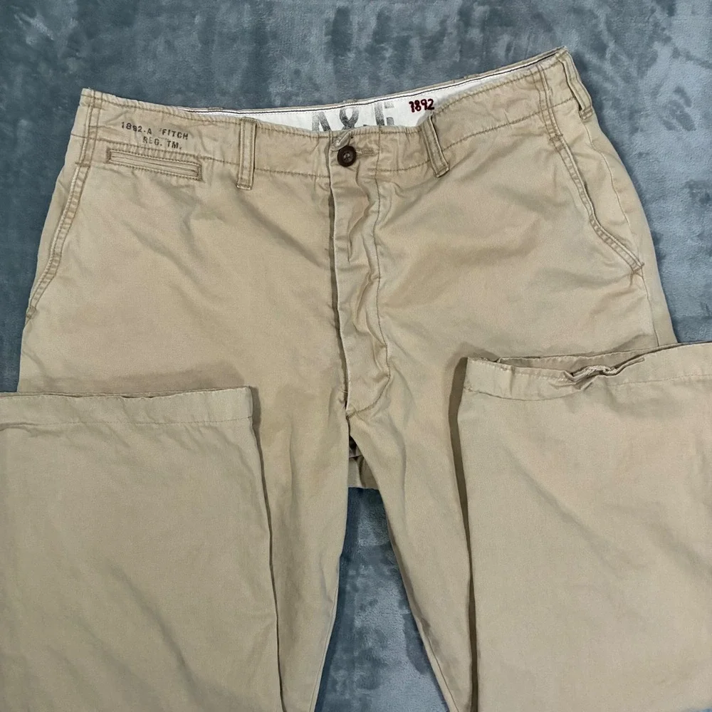 VTG Y2K Abercrombie Fitch Mens Khaki Chinos Straight Leg Pants Men's 36x30 - Picture 3 of 10